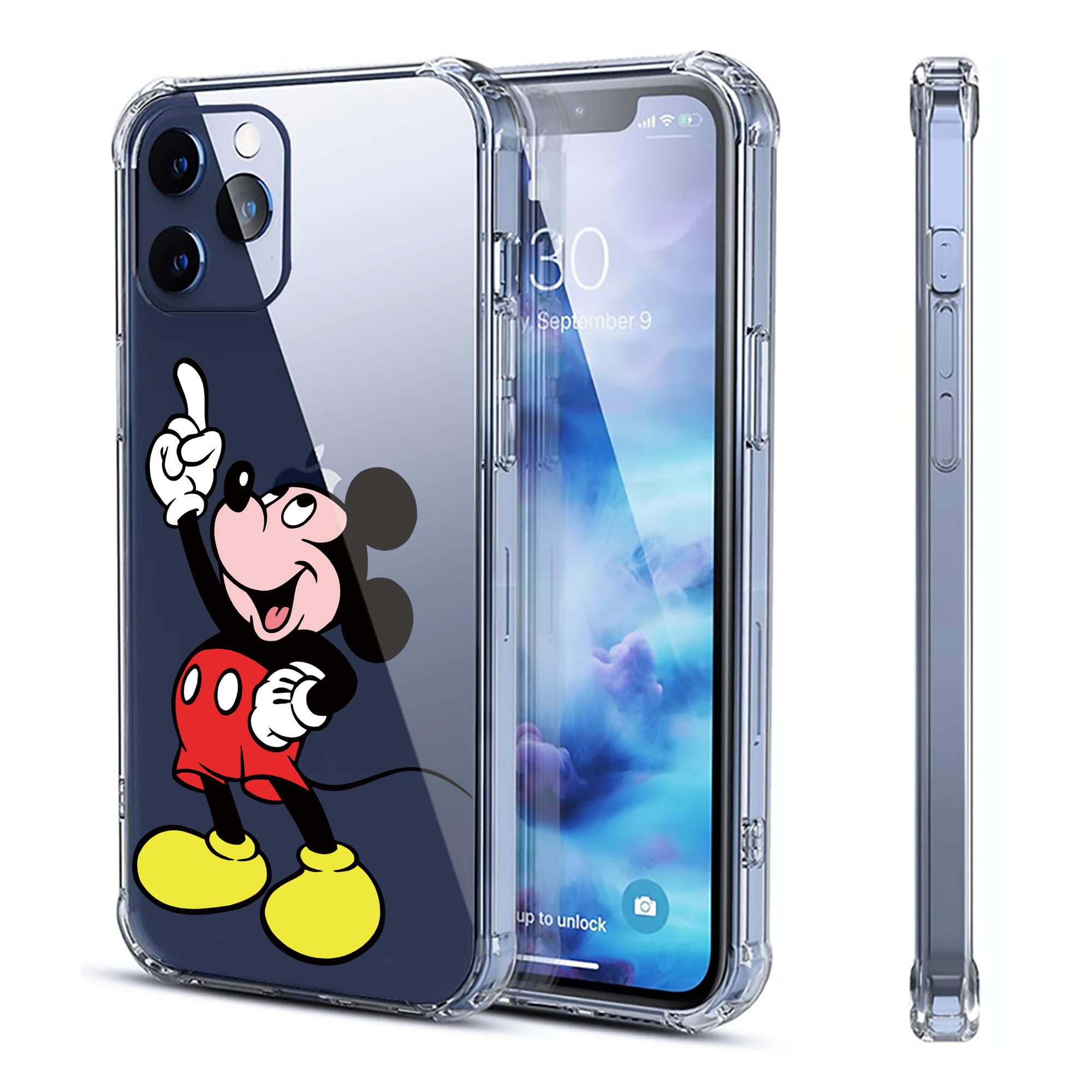 （画像用） ミッキーマウス Mickey Mouse 【iPhone 12シリーズ対応】透明スマホケース（クリアソフトケース）